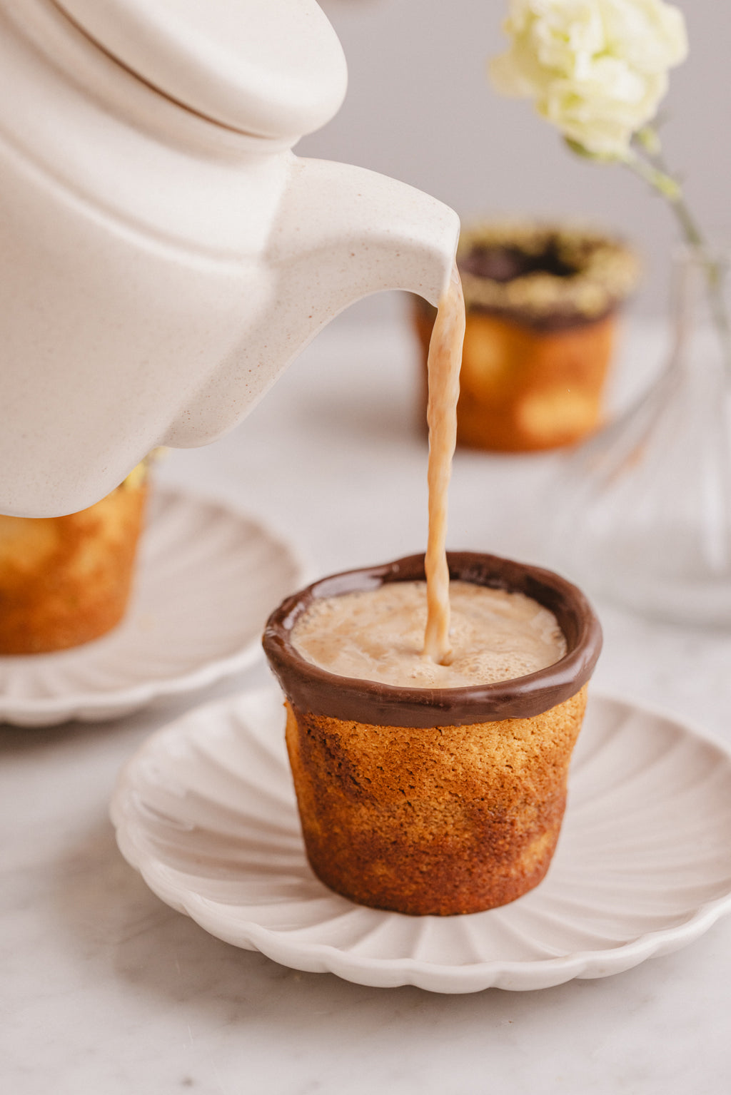 Vaso de galleta con chocolate
