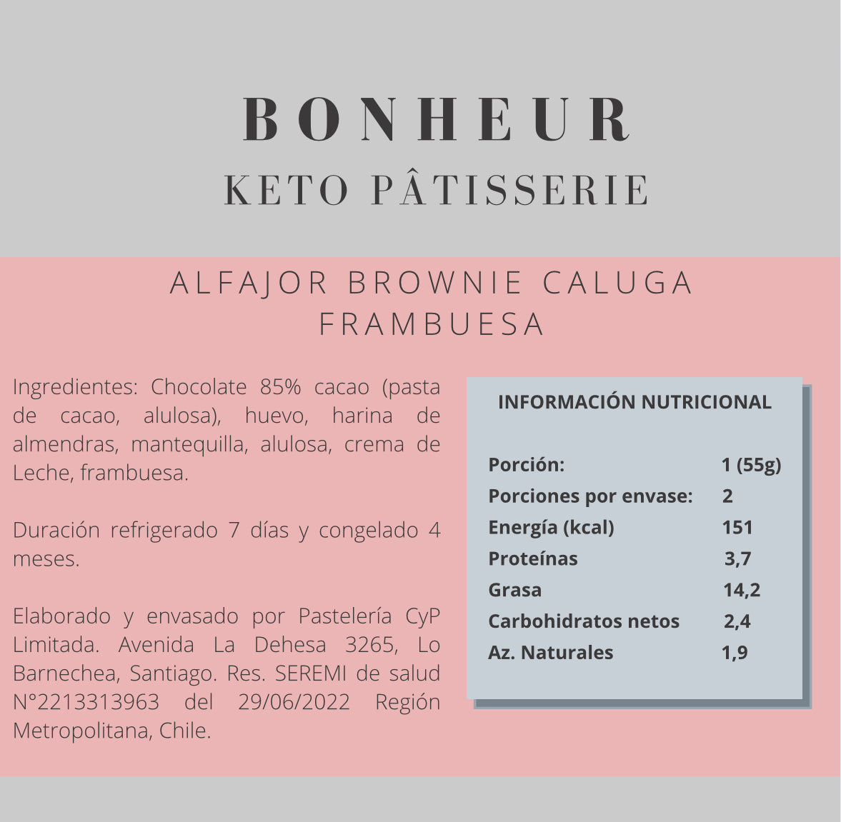 Alfajor brownie caluga frambuesa